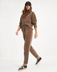 Rainy Day Glam Chenille Jogger Pants - Mocha