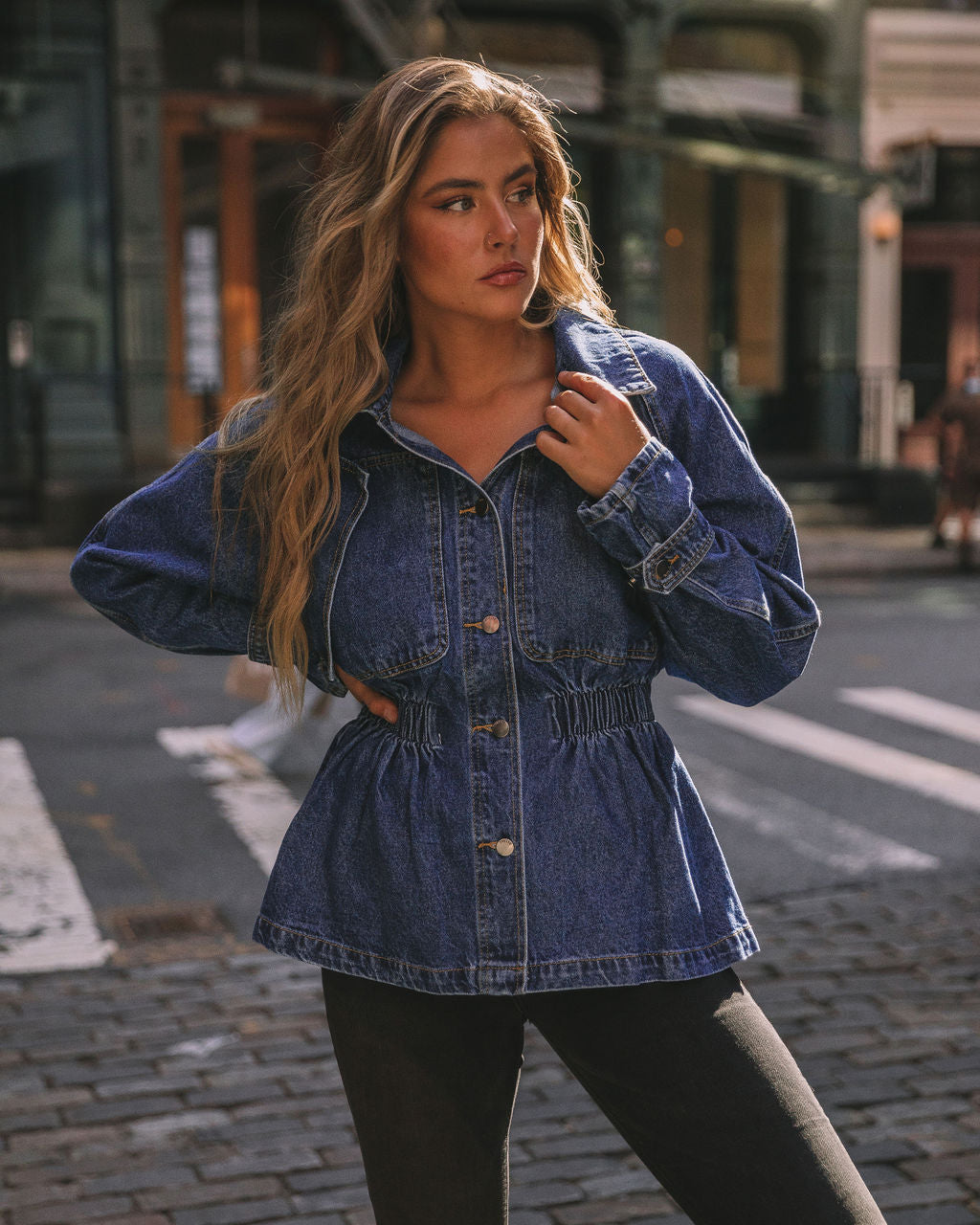 Ralph Elastic Waist Denim Jacket