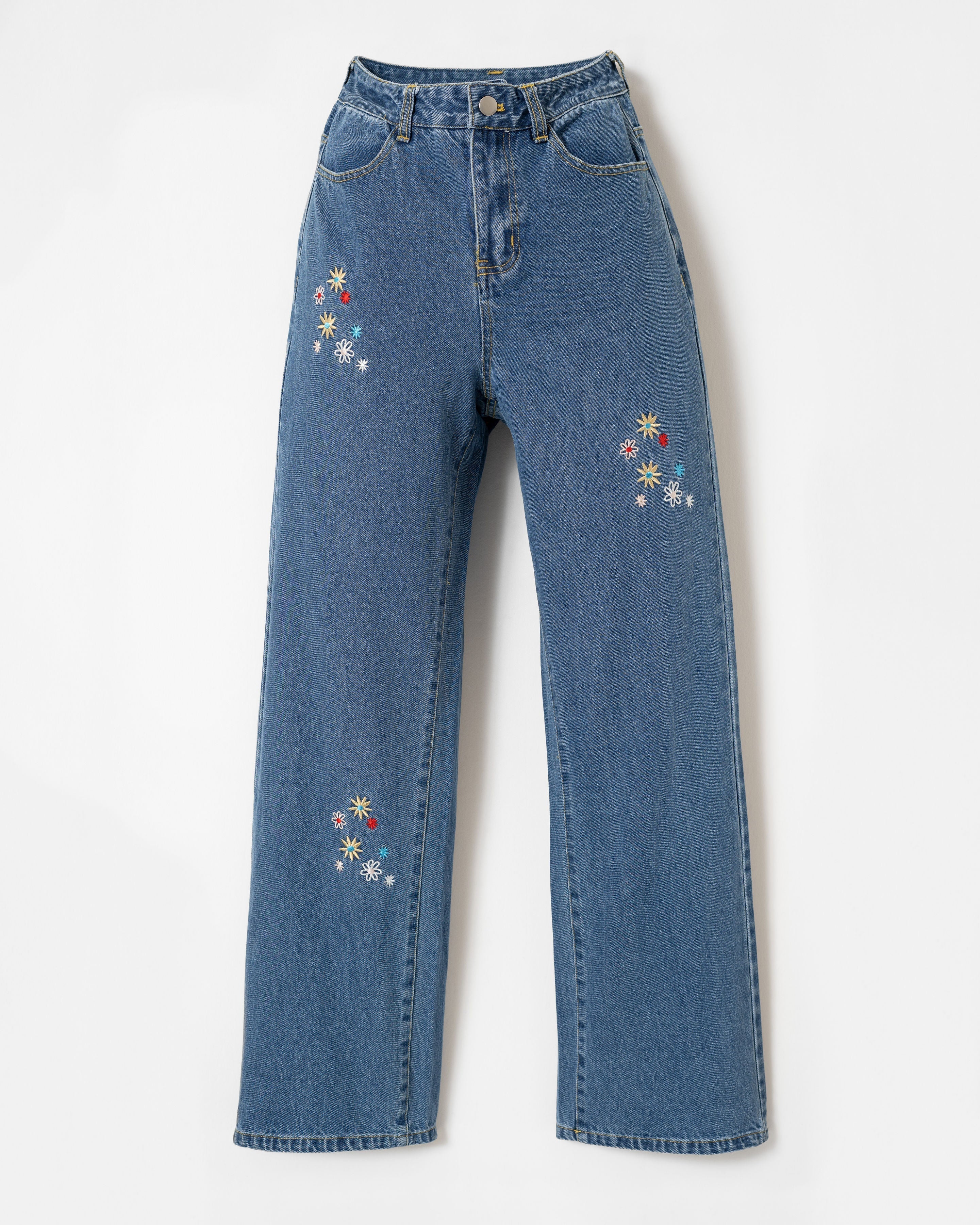 Rave About It High Waisted Floral Embroidered Jeans