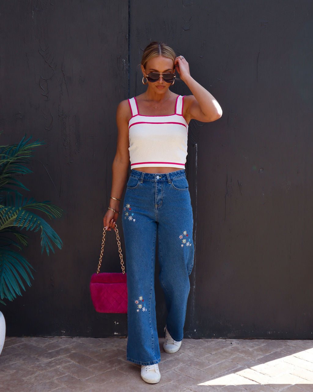 Rave About It High Waisted Floral Embroidered Jeans