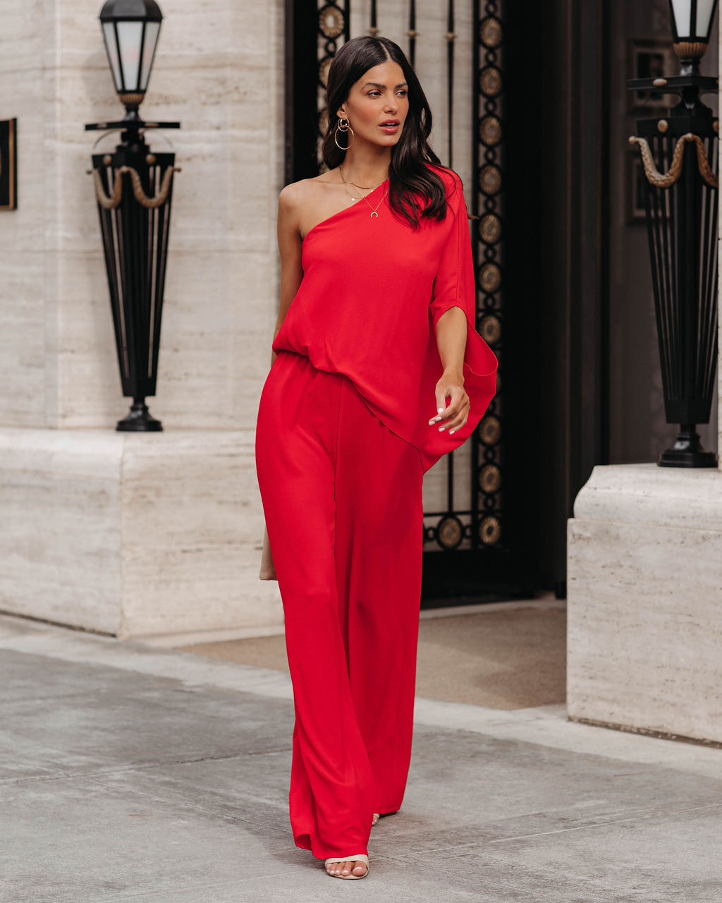 Recipe For Success One Shoulder Jumpsuit - Red