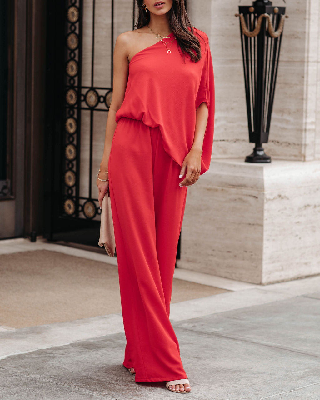 Recipe For Success One Shoulder Jumpsuit - Red