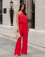 Recipe For Success One Shoulder Jumpsuit - Red