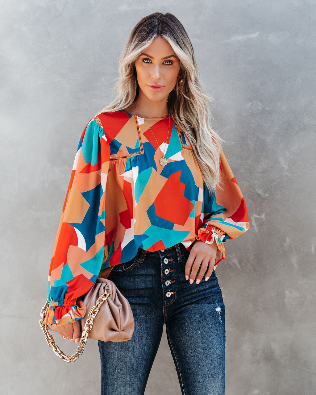 Reed Abstract Print Blouse