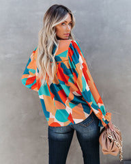 Reed Abstract Print Blouse