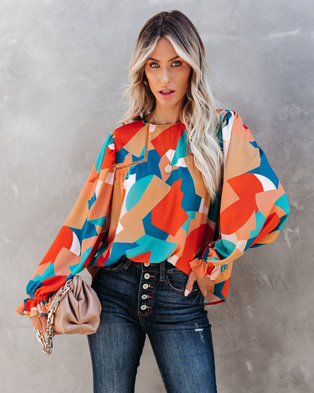 Reed Abstract Print Blouse