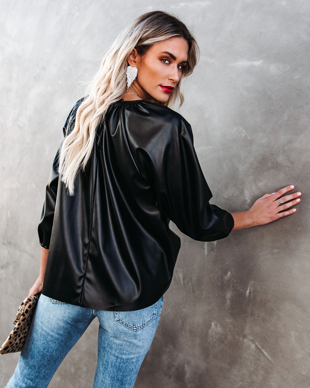 Regal Faux Leather Top - Black