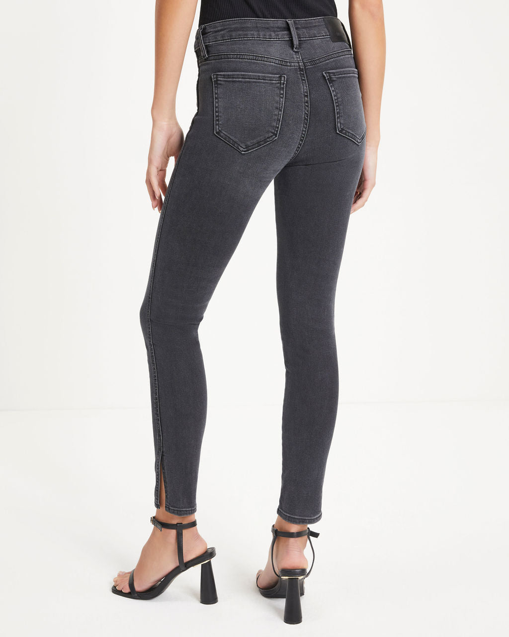 Reno Mid Rise Stretch Skinny Jeans - Charcoal