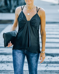 Renta Satin Drape Cami Tank - Black