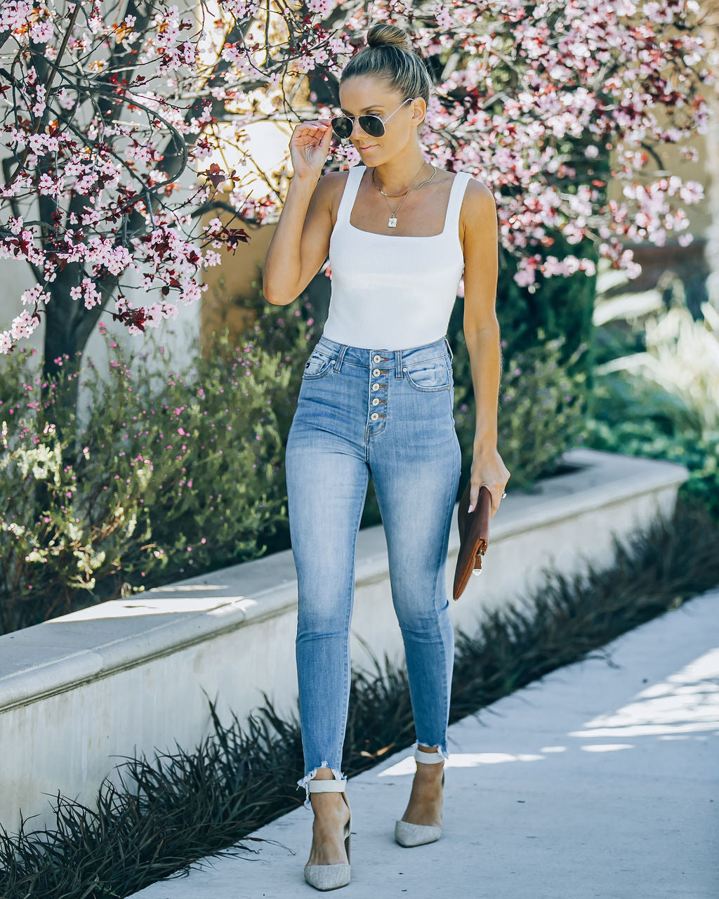 Renzi Cotton Ribbed Square Neck Bodysuit - Off White