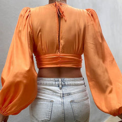 Rhene Woven Crop Top - Light Amber