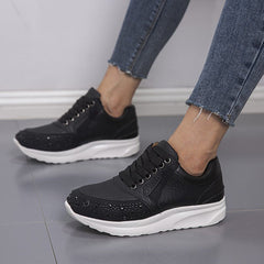 Rhinestone Embrellished Platform Lace-Up Sneakers