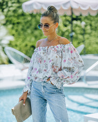 Ria Floral Chiffon Off The Shoulder Blouse