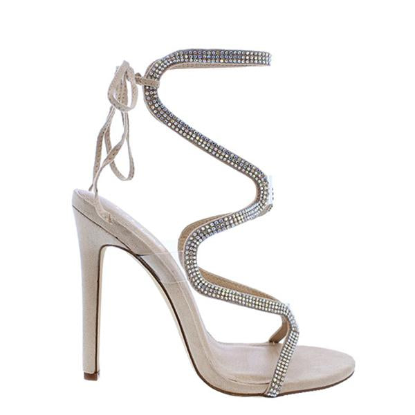 Ribbon Drill High Heel Sandals