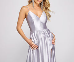 Riley Glitter Satin A-Line Formal Dress