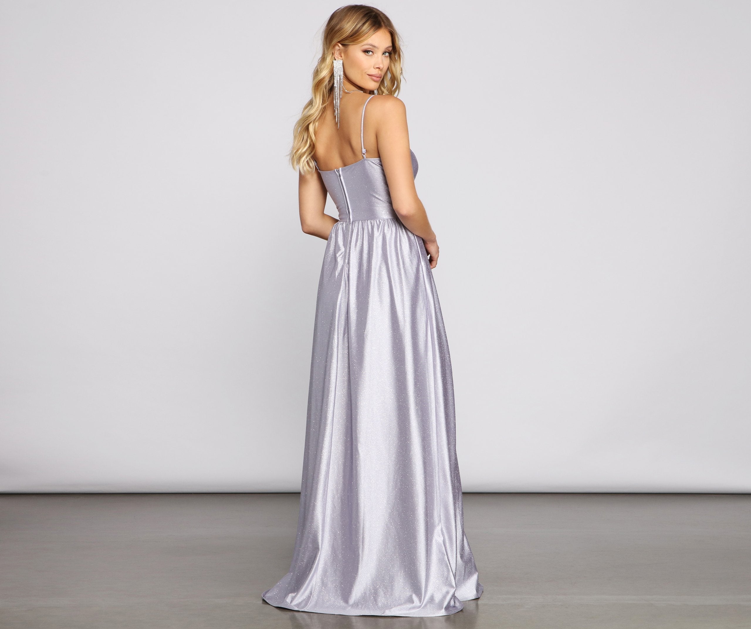 Riley Glitter Satin A-Line Formal Dress