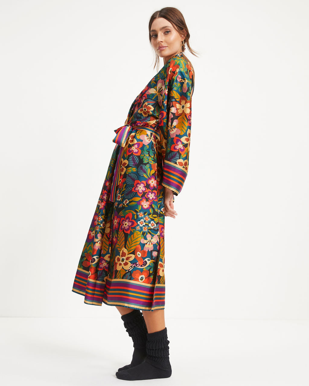 Rio Satin Printed Kimono Robe