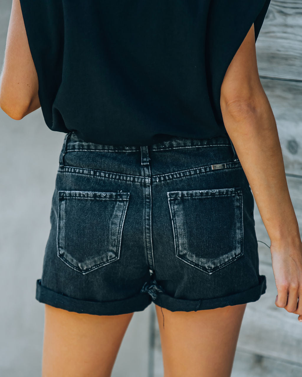 Riot High Rise Cuffed Denim Shorts