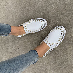 Rivet Rhinestone Thick Sole Loafers