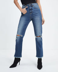 Robertson High Rise Distressed Stretch Straight Jeans