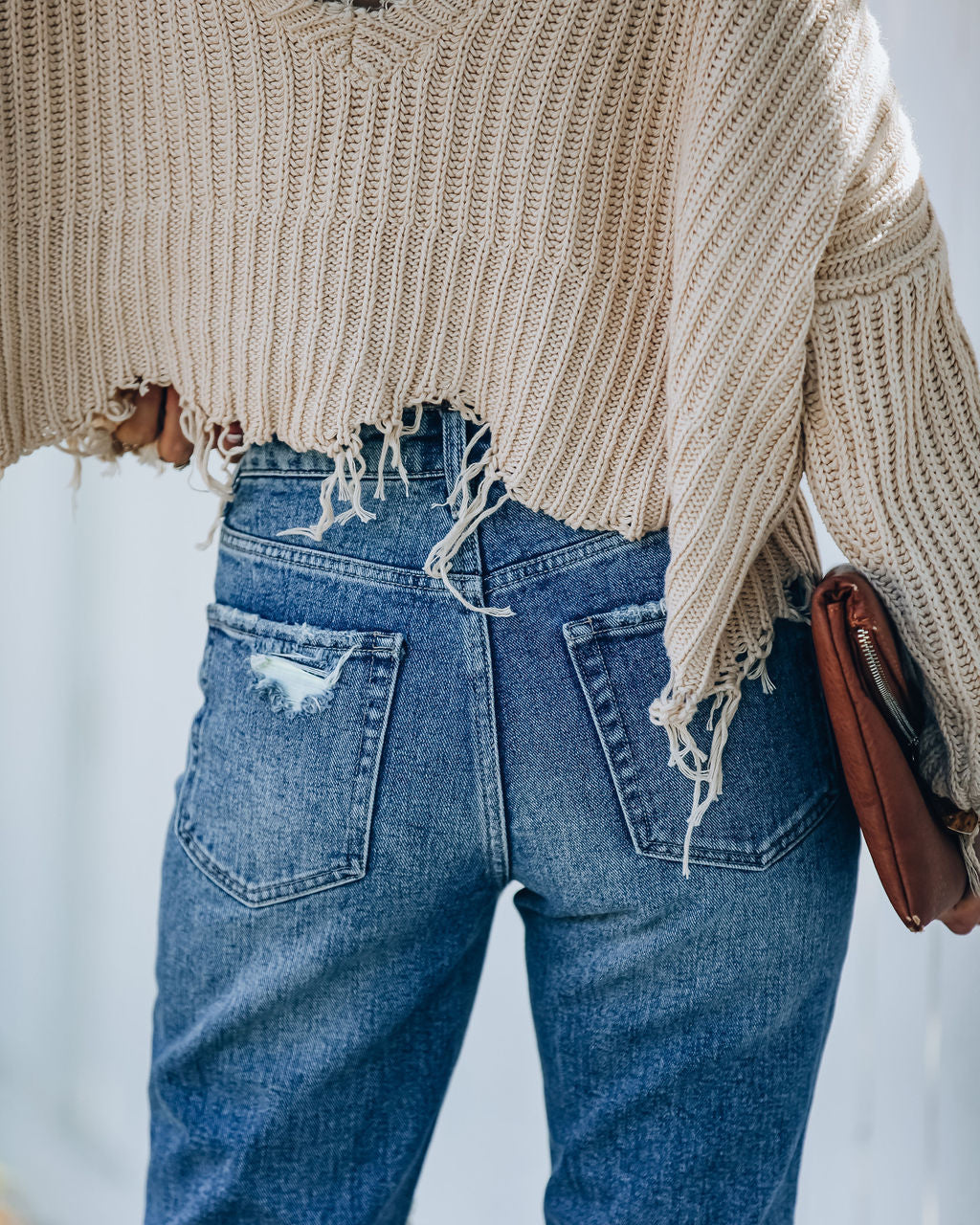 Rocky Distressed High Rise Straight Leg Denim