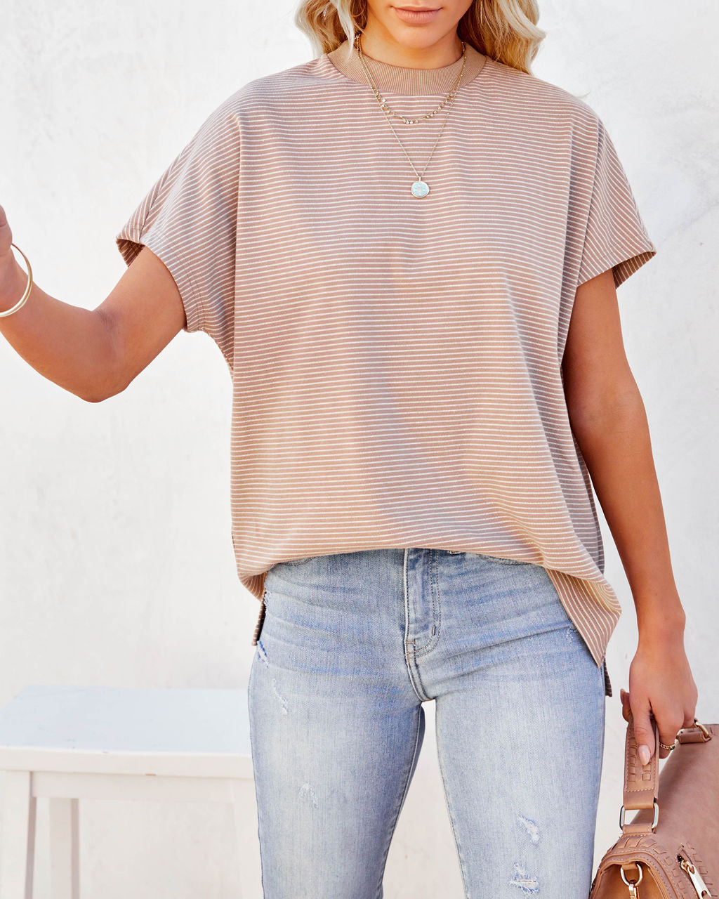 Rollins Striped Cotton Tee - Taupe