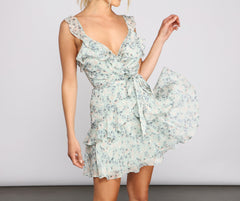 Romantic Floral Ruffled Chiffon Skater Dress