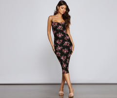 Romantic Vibes Floral Mesh Midi Dress