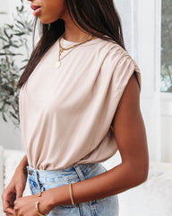 Romi Crew Neck Bodysuit - Light Taupe