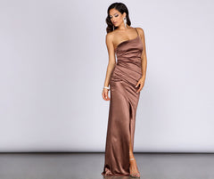 Roseanne One Shoulder Satin Dress