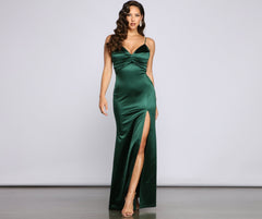 Rosie High-Slit Satin Mermaid Dress