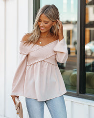 Rosie Smocked Off The Shoulder Top - Sandshell