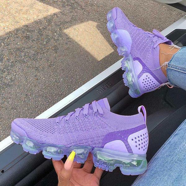 Round Toe Pu All Season Purple Sneakers