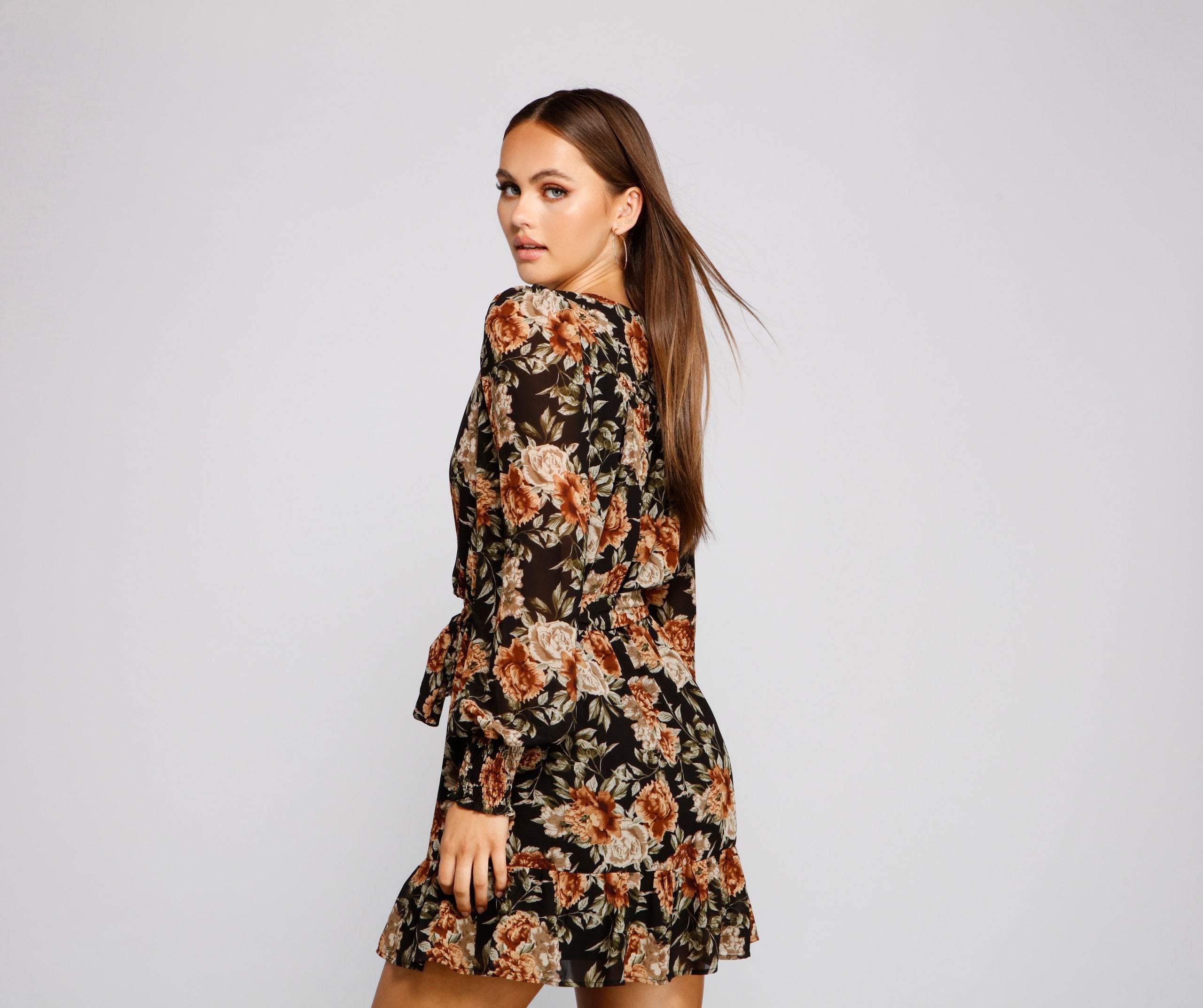 Ruffled Romance Floral Skater Dress