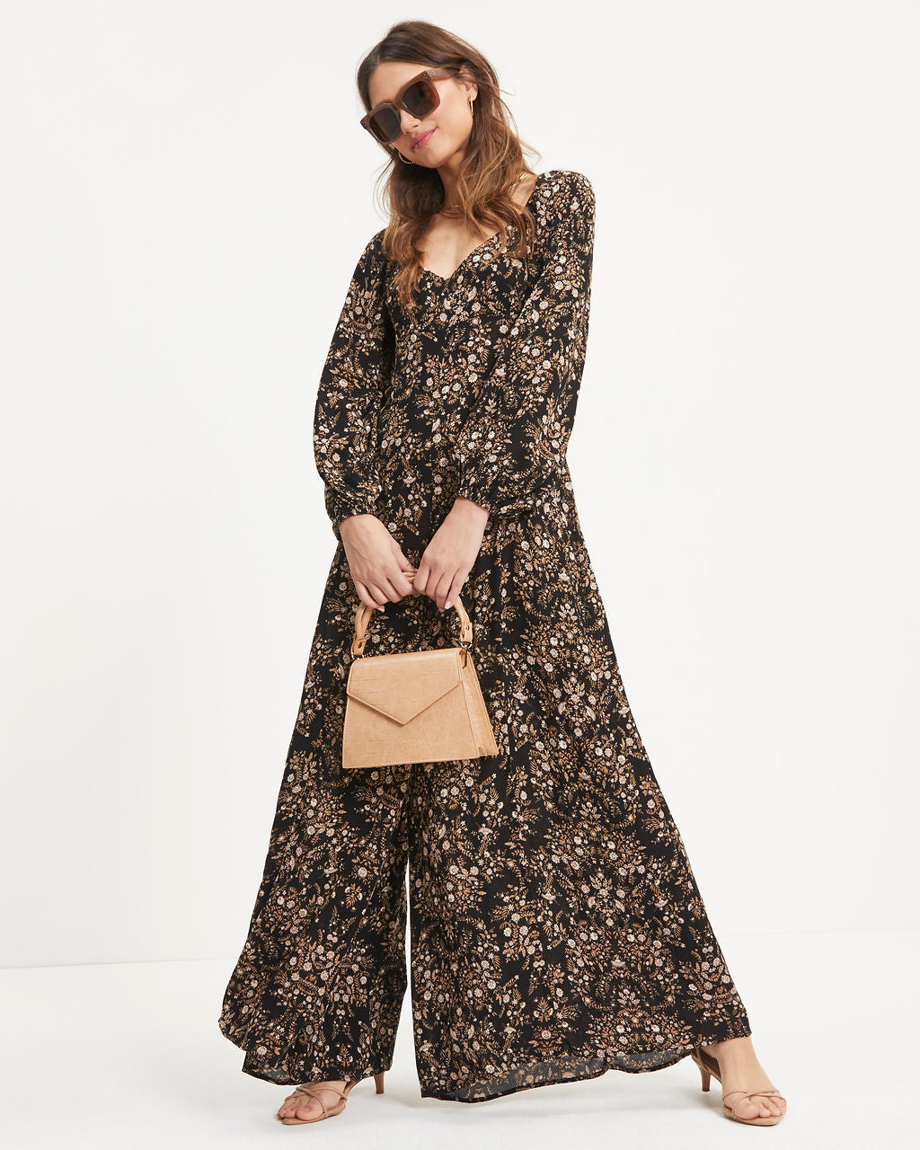 Ruthie Floral Tie Back Jumpsuit - Black