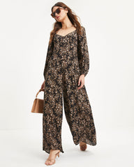 Ruthie Floral Tie Back Jumpsuit - Black