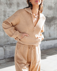 Ryker Pocketed Half Zip Knit Jumpsuit - Oatmeal