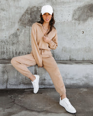 Ryker Pocketed Half Zip Knit Jumpsuit - Oatmeal