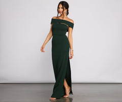 Rylee Formal Off the Shoulder Crepe Dress