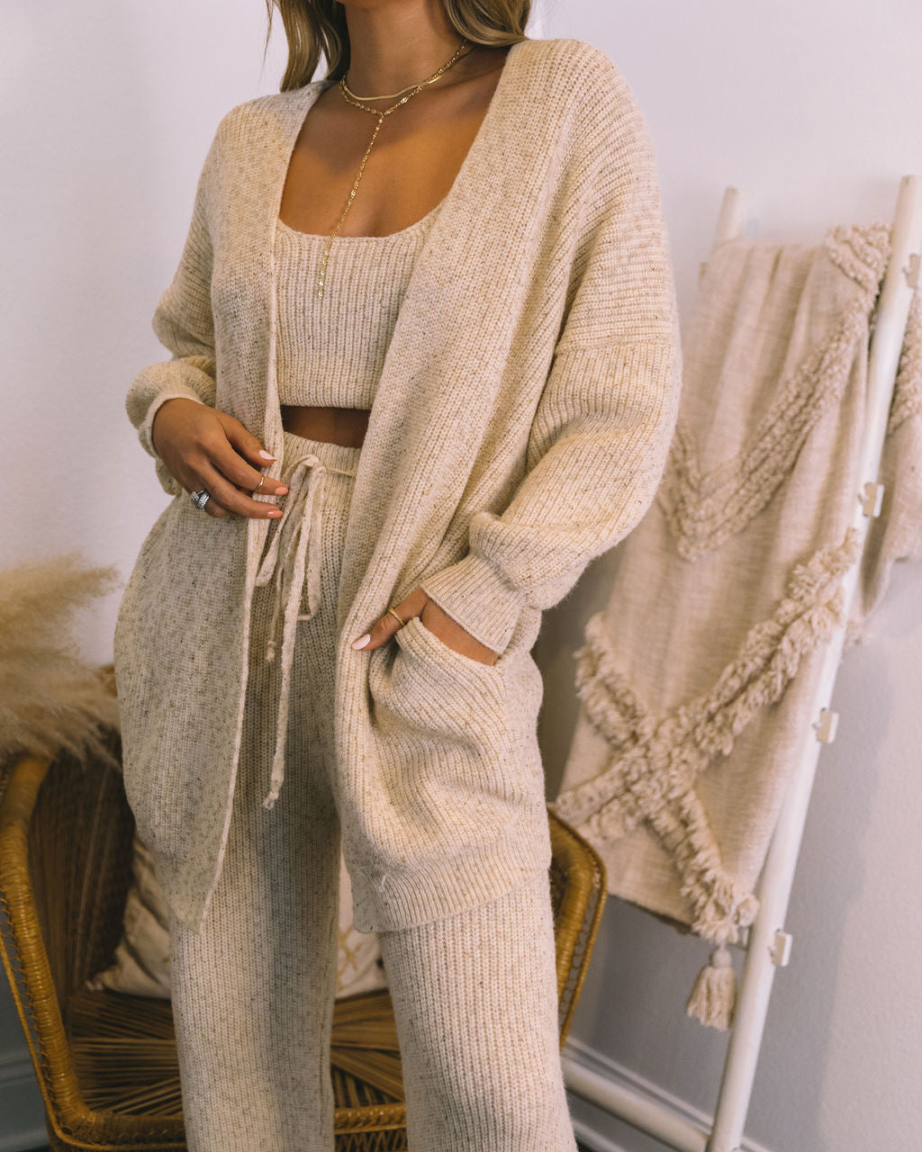 Rylin Pocketed Knit Cardigan - Oat