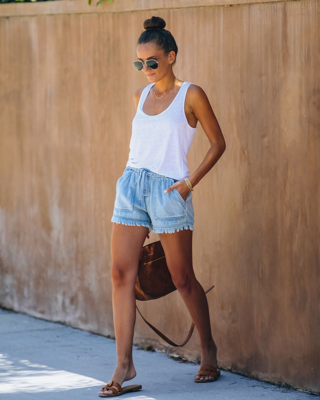 Saddleback Pocketed Frayed Tencel Shorts