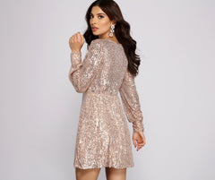 Sadie Formal Long Sleeve Sequin Mini Dress