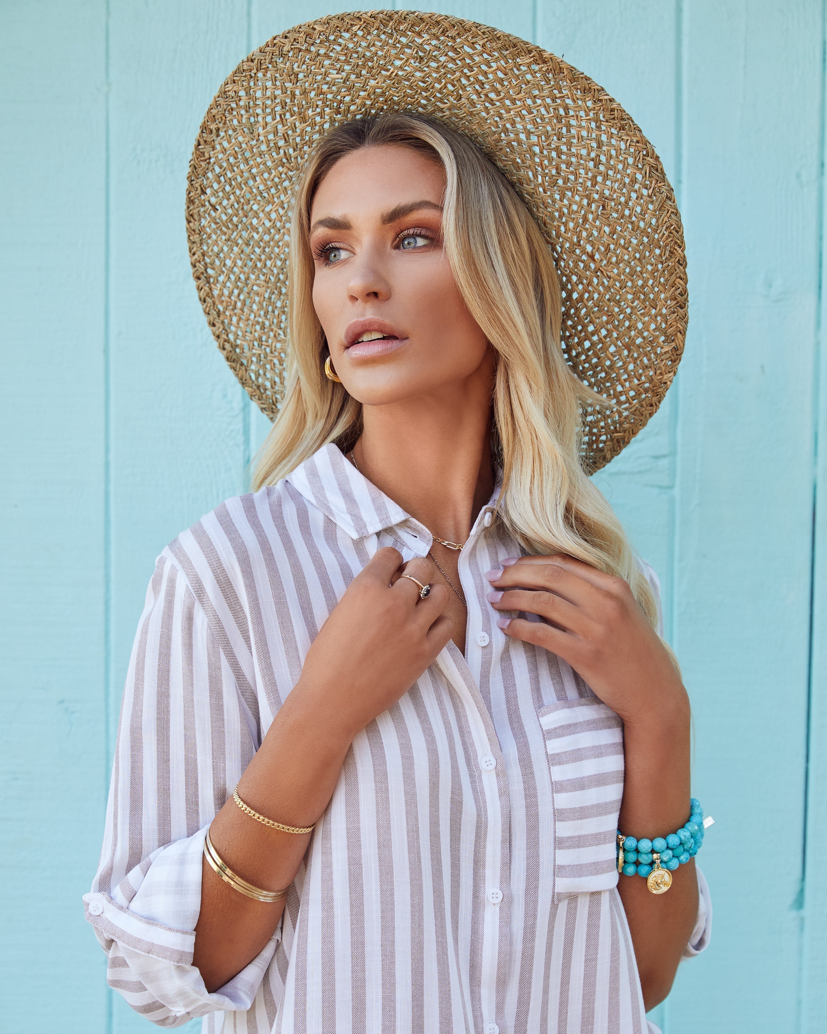 Salty Air Striped Button Down Top