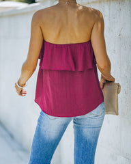 Sana Strapless Ruffle Blouse - Sangria