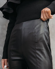 Sandra Faux Leather Split Hem Pants - Black