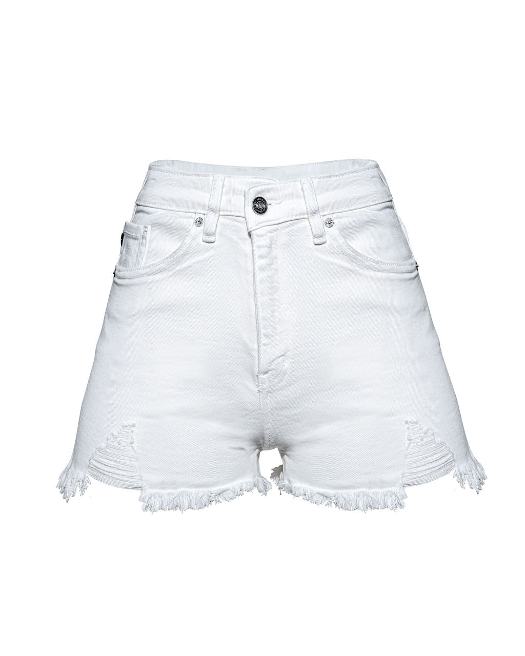 Santa Cruz High Rise Distressed Denim Shorts - White