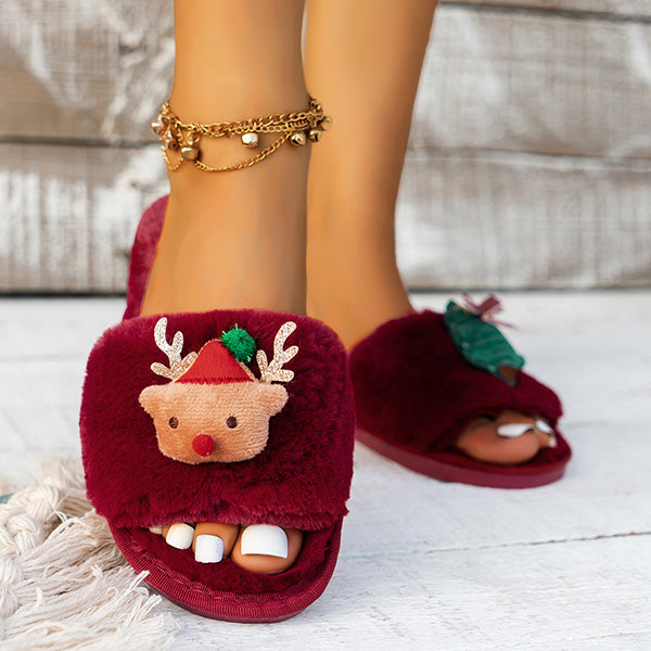 Santa Faux Suede Fur Slippers