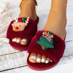 Santa Faux Suede Fur Slippers