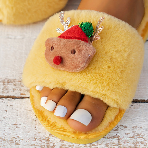 Santa Faux Suede Fur Slippers