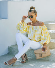 Saskia Gingham Off The Shoulder Blouse